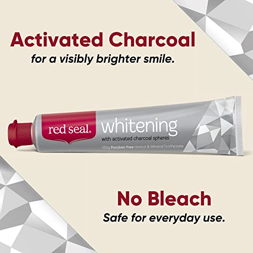 Red Seal Teeth Whitening Toothpaste With Baking Soda, Activated Charcoal Spheres, Coconut Oil For Visibly Brighter Smile – Fluoride Free, No Sls, Paraben Free #TOP2