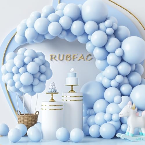 RUBFAC 129pcs Pastel Blue Balloons Different Sizes 18 12 10 5 Inc...