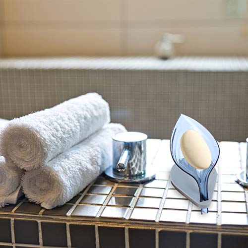 Cabilock 2 peças de suporte criativo de sabonete em forma de folha decorativo com ventosa, caixa de