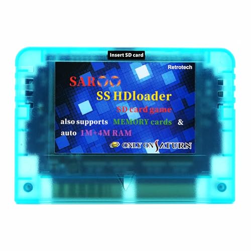 Retrotech Only On Saturn Saroo HD Loader 520 Jeux en 1 Chariot Flash 256 Go - Bleu Transparent
