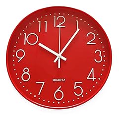 12 Inch 30 cm Modern Large Number Round Silent Wall Clock red, Non Ticking Quartz Wall Clock for photo 12 Inch 30 cm Modern Large Number Round Silent Wall Clock red, Non Ticking Quartz Wall Clock for