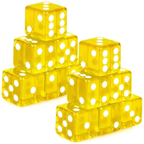 Abilat 12 Pieces 19mm Casino Dice Set Acrylic Translucent 6 Sided Game Dices Square Corner Dice for Casino Vegas Theme Birthday Party Supplies Board...