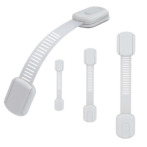 Vkania Child Proof Cabinet Locks - Cabinet Locks Baby Proofing with 3M Adhesives for Refrigerator, Oven, Cupboards, Toilet Seat - Adjustable,Easy Installation,No Drilling (4 Pack)