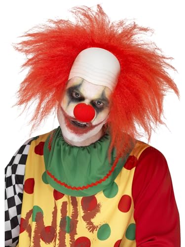 Perruque clown Deluxe rouge Halloween avec crâne chauve Smiffys pour adulte