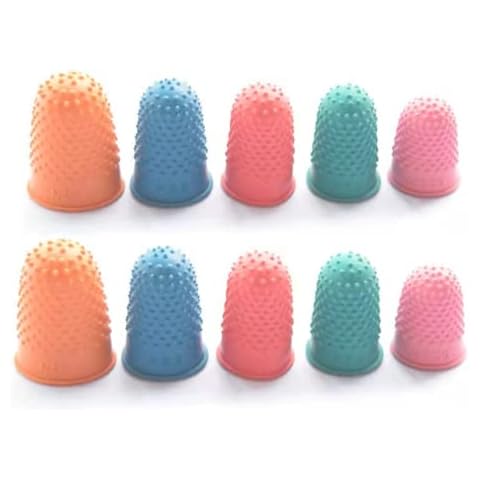 10 Pieces Rubber Finger Tips Muliticolor Silicone Thimble Finger Pads Anti Slip Reusable Finger Protector Fingertip for Money Counting Collating Writing Sorting Sewing Adhesives Gardening Cover
