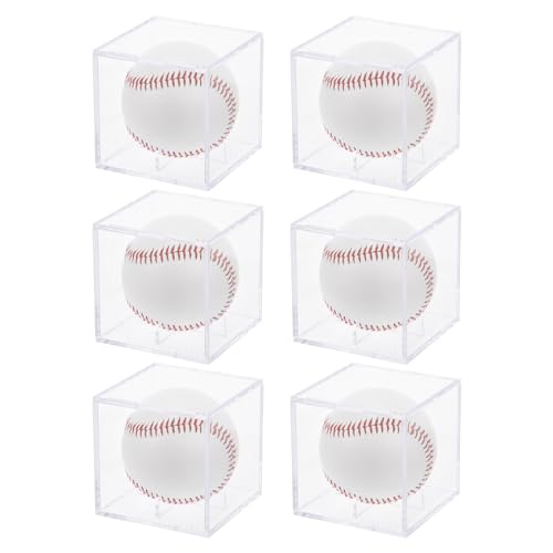QUARKZMAN 6Pcs Boîte d'Exposition de Baseball, Support Carré en Acrylique pour La Présentation de Balles de Collection (8 Cm X 8 Cm X 8 Cm)