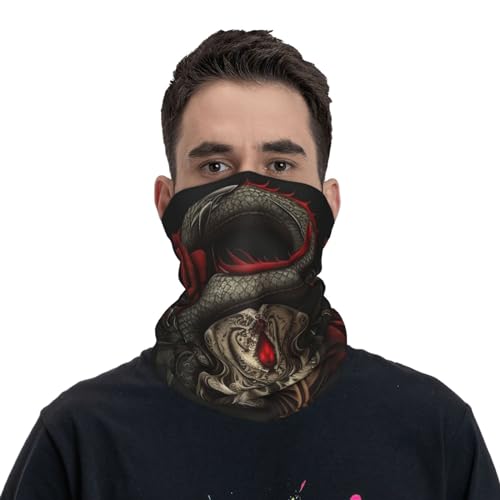 Pasamontañas Balaclava Cuello con diseño gótico de calavera, serpiente y rosas para mujer y hombre miniatura 2