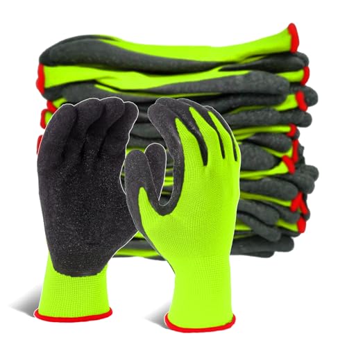 Evridwear Crinkle Latex Rubber Coated Safety Work Gloves for Men Women