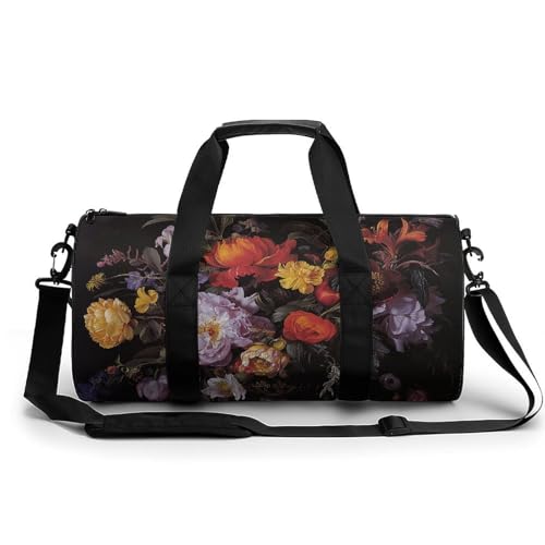 Sac de voyage en toile blanc de grande capacité 45 cm avec motif fleurs
