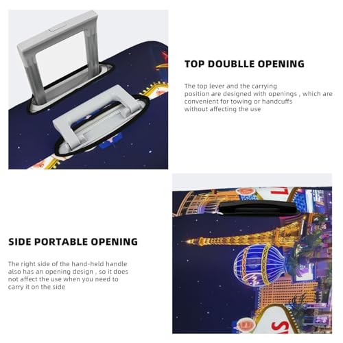 Las Vegas Night City Print Luggage Covers For Suitcase, Elastic Travel Luggage Covers, Anti-scratch Suitcase Cover Fits 22-24 Inch Luggage3