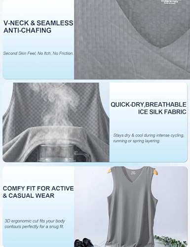 Image of Venzina Men's Cooling Sleeveless Shirt - Quick Dry Athletic Vestfor Cycling & Gym, Breathable Casual Tank Top with SeamlessFit | All-Day Comfort for Workout and Lounge