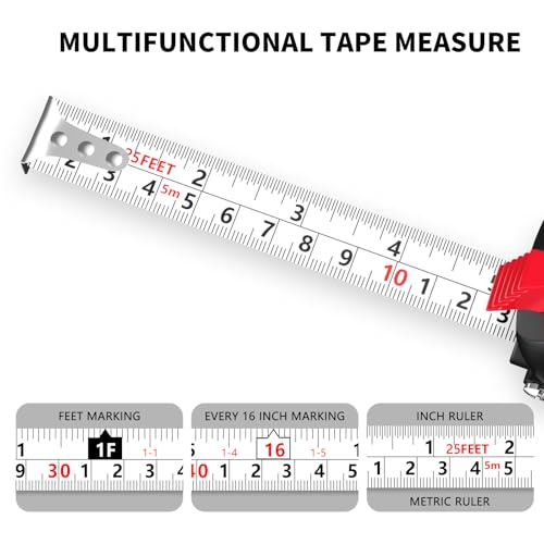 Dad Gifts from Son Daughter, Tape Measure25FT Self-Locking, Steel Made Retractable Measurement, Imperial/Metric Scale, Easy to Read, Used for Architects, Carpenters, Handicrafts. (25FT) by WICROUER - Image 4