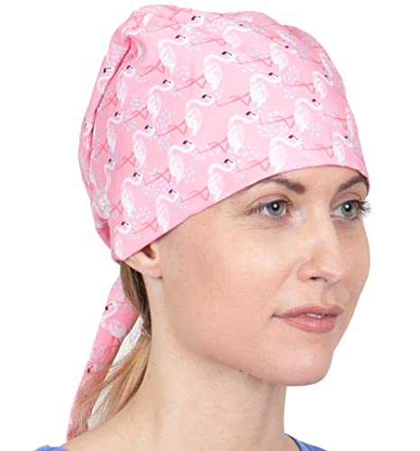 Scrub Caps for Women & Men - Surgeon Caps - Surgical Scrub Caps with Buttons, Surgical Scrub Hat - Surgeon Hat - Medical Caps Pink Flamingo