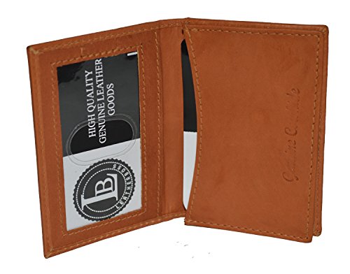 Leatherboss Small Credit Card Holder Wallet with Expandable Pocket - Tan 4" X 2.3/4"3