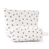 Apxouans Makeup Bag for Women Fashion Heart Shape Cosmetic Bag for Travel Toiletry Bag for Teen Girls Preppy Teacher Gifts Trendy Stuff Off White