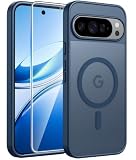 FNTCASE for Google Pixel 10 Pro Case: for Pixel 10 Case [Fit for Magsafe] Translucent Matte Cases with [Screen Protector] Military Grade Shockproof Protective Magnetic Phone Cover (6.3inch - Blue)