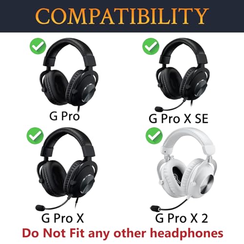 Image of SOULWIT Earpads Replacement for Logitech G Pro, G Pro X, G Pro X 2, G Pro X SE Headphones, Ear Pads Cushions with Soft Protein Leather and High-Density Memory Foam - White