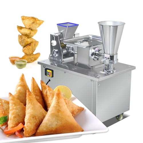 Wtecom Professional Dumpling Maker Machine With SAMOSA 1 standard mold-Food Grade Stainless Steel Empanada Maker Press For Samosa,Gyoza,Ravioli -Automatic Powder Spreading,5000Pcs/H,48 Optional Shapes