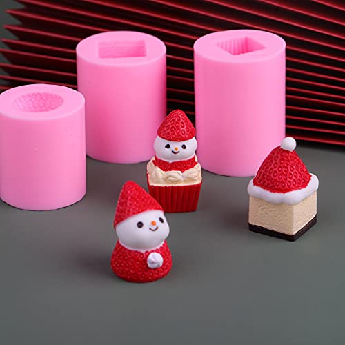 JIUYECAO Weihnachts-Erdbeer-Schneemann-Kerzenform, Erdbeerform, quadratisch, Erdbeerform, Cartoon, Erdbeerkuchen… – Bild 6