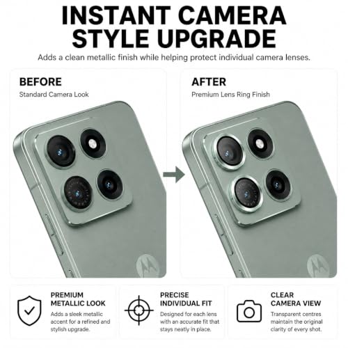 Image of ArmourPro Camera Rings Tempered Glass for Motorola Edge 70 Max, Tough HD Individual Aluminum Alloy Rings 9H Camera Cover, Scratch-Resistant,Camera Lens Protection| Green, 1 Pack