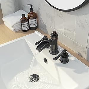 Bathroomfaucet3holeoilrubbedbronzeforsinkwaterfallwidespread8inch2handlefarmhousewithpopupdrainwithoverflowvanitybasinlavatorycommercialparts  Urban Country Home Decor Bathroom faucet 3 hole oil rubbed bronze for sink waterfall widespread 8 inch 2 handle farmhouse with pop up drain with overflow vanity basin lavatory commercial parts  urban country home decor