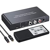 DA Wandler PROZOR 192kHz DAC Konverter Digital zu Analog Audio Konverter Stereo L/R RCA 3.5mm Audio Adapter mit Fernbedienung Unterstützt Lautstärkeregler/Mute/Power ON oder Off