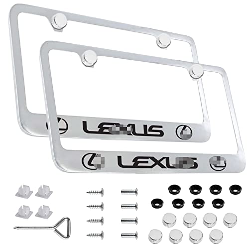 2 Pieces Aluminum Alloy Silver Fit for Lexus License Plate Frame Applicable to Standard US License Plate Frame-L8