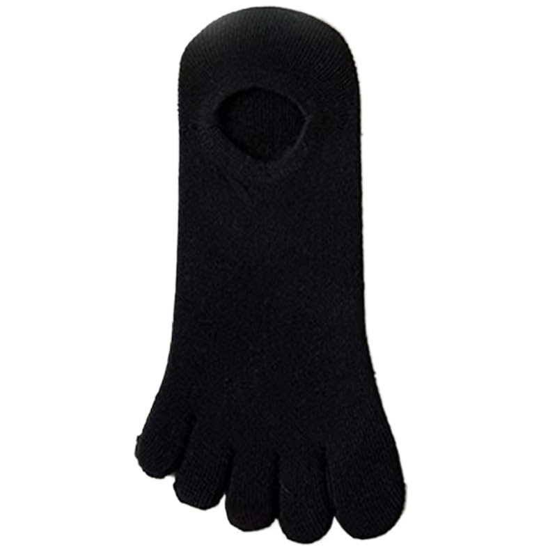 Calcetines Invisibles de Verano for Mujer y niña, de algodón, Finos, Lisos, Suaves, de Boca Baja, Transpirables, de Cinco Dedos(Black,2pairs)