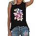 T-Shirt da Donna Senza Maniche Girocollo Casual con Stampa Floreale T-Shirt Gilet Camicetta Casual Moda Allentata Canotta sotto Giacca (XL,Nero)