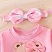 18-24 Months Girl Clothing Fall Winter Fashion Outfits 3pcs Long Sleeve Cute Bear Cartoon Sweatshirt Print Flare Pants Bow Headband Set Pink 18-24 Months