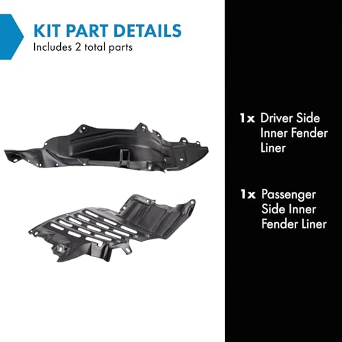 Image of TRQ Inner Fender Liner Set Compatible with 2001-2005 Mazda Miata MA1249122 MA1250109