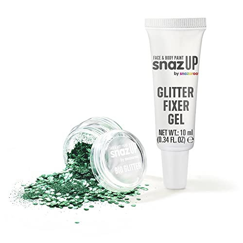Snazaroo Bio Glitter Kit, Face and Body Paint, Biodegradable Gliter, Green Colour 5g + Fixer