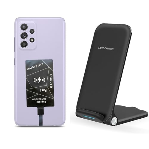 Adaptador de carregamento sem fios externo para Samsung Galaxy A13 A23 A33 A53 A73 5G com suporte dobrável carregador sem fios