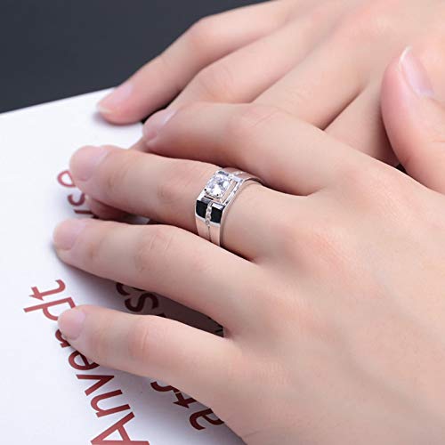 Bague homme en argent 925 avec zircone géométrique rectangulaire