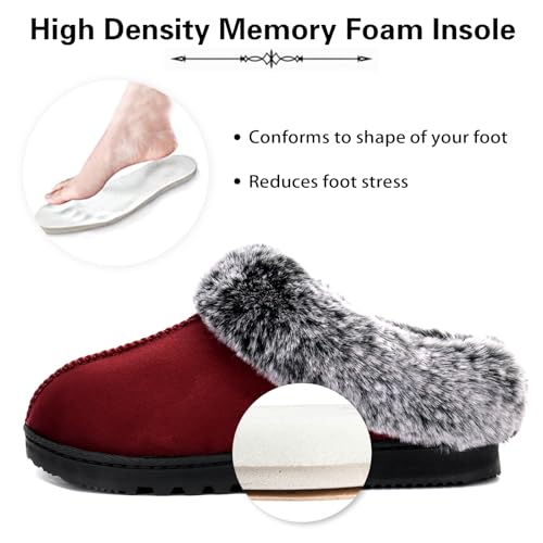 LORDFON Womens Slippers with Memory Foam,Winter House Slippers for Women with Warm Faux Fur Collar,Cozy Slip-on Bedroom Indoor Shoes4