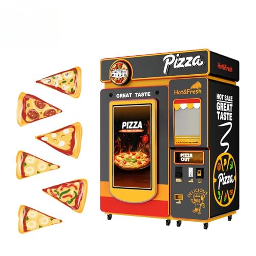 Automatic Pizza Vending Machine, Customizable Combo Vending Equipment with Credit Card Reader, Touch Screen, Temp Control, Bill & Coin Acceptor - Ideal for Offices, Gyms, Universities, Malls