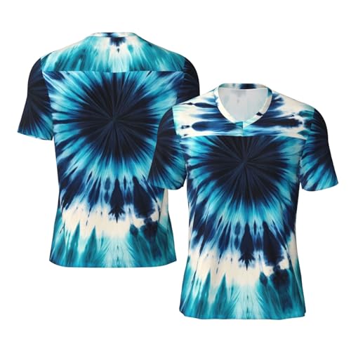 Stylish Athletic Sports Jersey Blue-Sea-Tie-Dye Men's Rugby Jersey Large