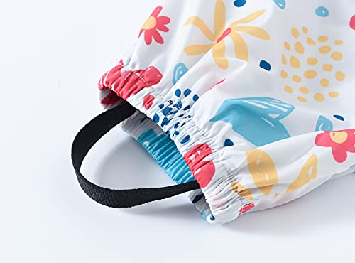 Toddler Boys Girls Cotton Lined Waterproof Splash Rain Pants Print Reflective Mud Rain Pants for (White-d, 4-5 Years)4