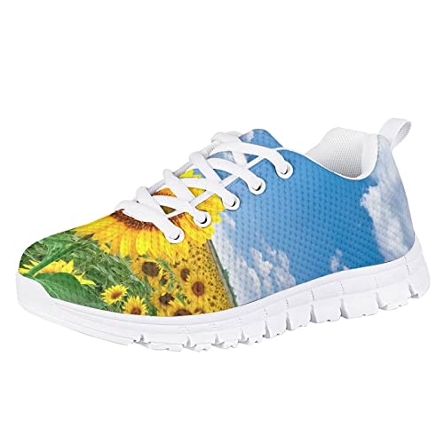 Yzaoxia Walking Shoes Girls Size 11-5 Lace Up Running Shoes Breathable Mesh Sneakers