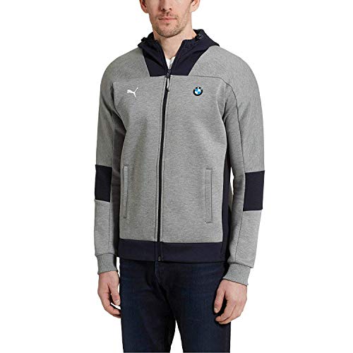 PUMA Mens BMW Motorsport Hooded Sweat Jacket (Small, Gray) PUMA Mens BMW Motorsport Hooded Sweat Jacket (Small, Gray)