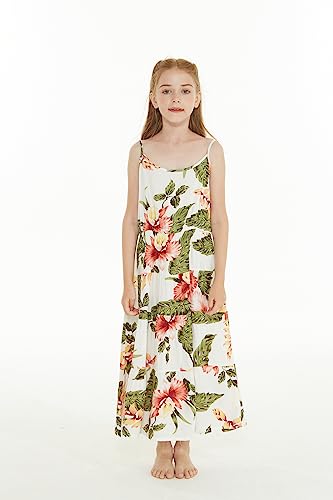 Girl Hawaiian Maxi Tiered Dress in Rafelsia Cream3