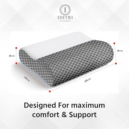 Image of Cervical Neck Pillow, Memory Foam Contour Pillow for Sleeping, Orthopedic Support for Side and Back Sleepers, Slow Rebound, Washable Cover, Black, 48 x 30 cm, Home Use Plus