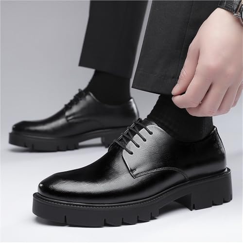 Men's Lace Up Height Increasing Low Cut Leather Dress Shoes Thick Sole Business Formal Wedding Groom Suit Footwear3