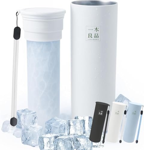 氷嚢 2025 新設計 18 時間保冷 熱中症対策グッズ アイシング 氷嚢 ミニアイスパック 魔法瓶構造 真空断熱 冷たさキープホルダー付き 氷のう 持ち運び 結露なし 水漏れ防止 繰り返し利用 スティック型 スポーツ 通学 通勤 アウトドア(ホワイト)