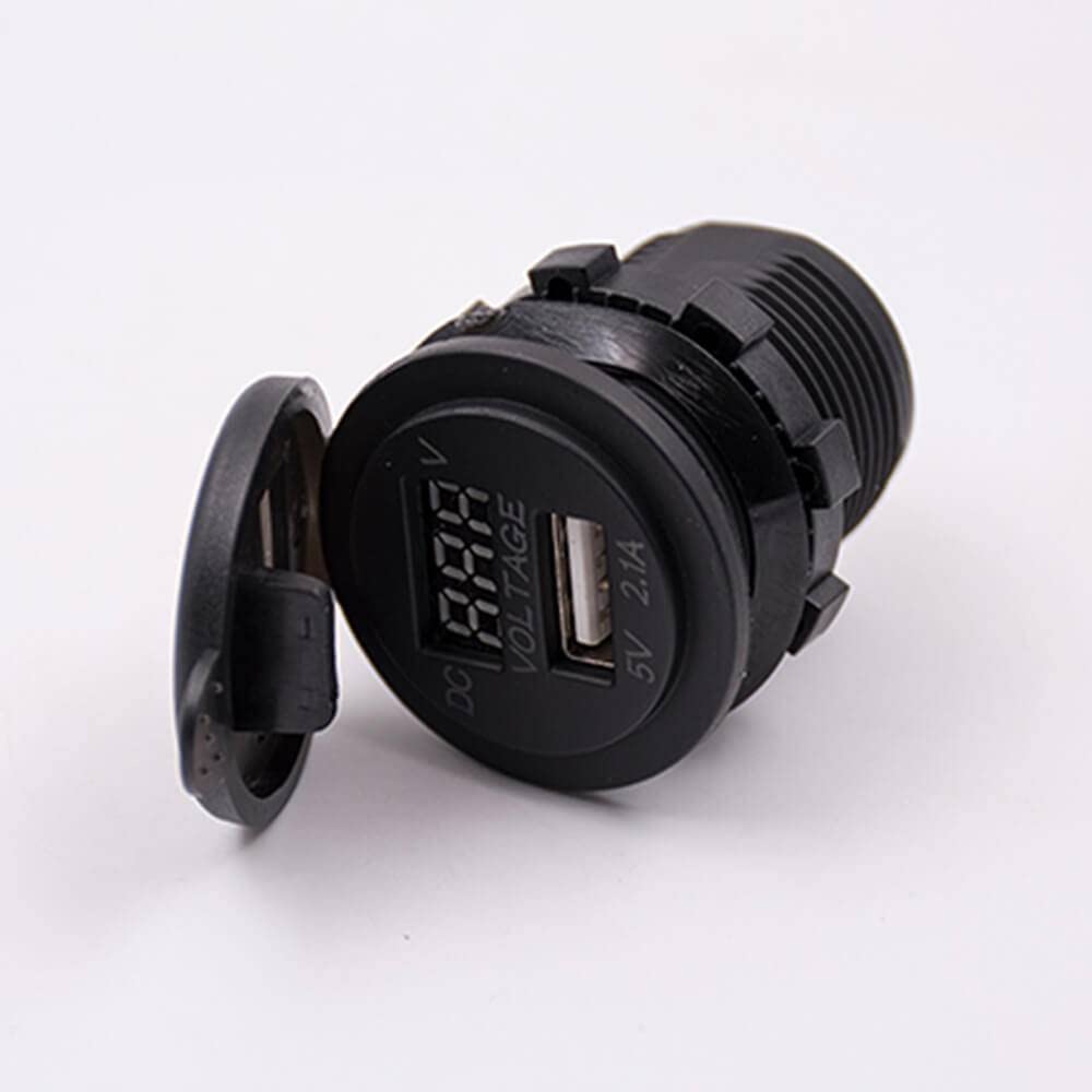 5V 2.1A USB Car Charger Voltage Single Port SocketWith Voltage Digital Display for Marine Truck Motorcycle Car etc