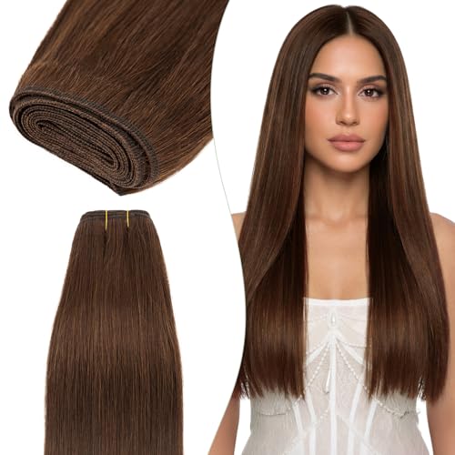 Elailite Extension Matassa Capelli Veri Tessitura Una Ciocca Unprocessed Brazilian Virgin Human Hair Lisci 100g 70cm #4 Marrone Cioccolato