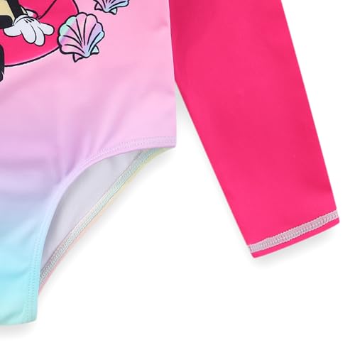 Disney Minnie Mouse Girls UPF 50+ One Piece Long Sleeve Rash Guard Bathing Suit for Toddler and Big Kids4