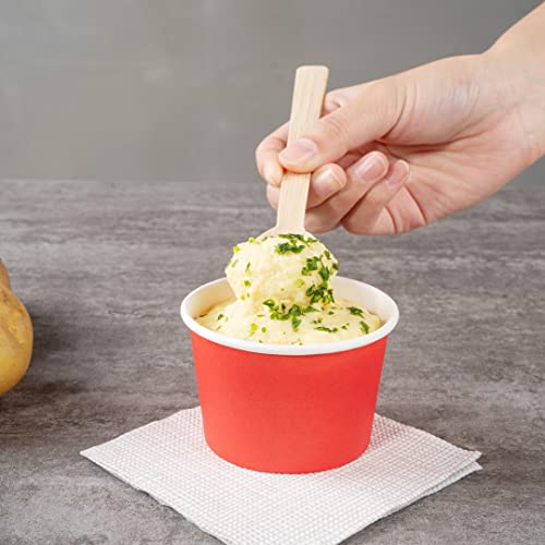 Image of Coppetta 4 Ounce Dessert Cups, 50 Disposable Ice Cream Cups - Lids Sold Separately, Heavy-Duty, Red Paper Frozen Yogurt Bowls, For Hot And Cold Foods, Perfect For Gelato Or Mousse - Restaurantware