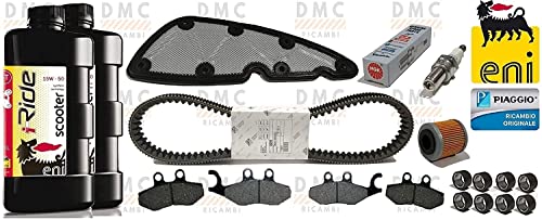 Kit révision filtre à air filtre à huile et huile pour Piaggio Beverly 350 avec ABS d'origine Piaggio avec courroie et bougie