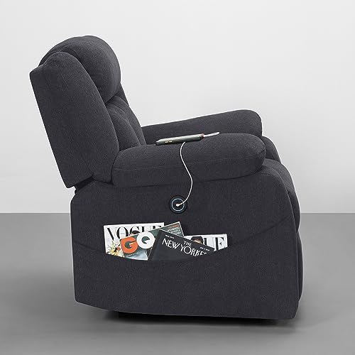 Image of Sleepyhead RX7 Designed by Duroflex - Motorized Single Seater Fabric Recliner Chair with Rocking & 360 Swivel |3 Position Easy Recline |Plush Cushion Sofa for Living Room - Iceland Grey